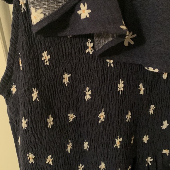 NWT Ava & Viv maxi navy w/white daisies sleeveless ruffled collar dress. Size 1x - Picture 9 of 12